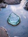 Frozen crystal in flowing water