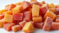 Frozen cubed papaya chunks Royalty Free Stock Photo