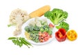 Various frozen and fresh vegetables on a white background Royalty Free Stock Photo