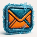 Frozen 3D Envelope Icon with Ice Shards email symbol Royalty Free Stock Photo