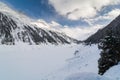 Frozen dam lake in the Alps