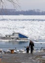 Frozen Danube river