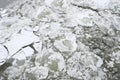 Frozen Danube river in Novi Sad,Serbia. Broken ice in the frozen Danube. Royalty Free Stock Photo