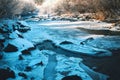 Frozen dark river