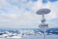 Frozen direction sign at Gimba mountain,winter time,Transcarpathian