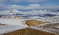 Frozen dirt road crosses the breathtaking snow covered wilderness of Colorado. Royalty Free Stock Photo