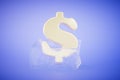 Frozen dollar exchange rate. dollar frozen in an ice cube on a blue background. 3D render Royalty Free Stock Photo