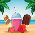 Frozen drink and ice lolly Royalty Free Stock Photo