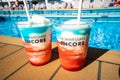 Frozen drinks by the pool on board the Norwegian Encore