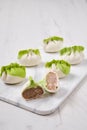 Frozen dumplings stuffed with pork meat and provencal herbs Royalty Free Stock Photo