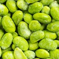 Frozen Edamame unripe soybeans close up