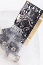 Frozen electonics board for pc in ice Royalty Free Stock Photo
