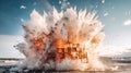 Frozen Eruption: Capturing the Dramatic Explosion of an Ice Block Royalty Free Stock Photo