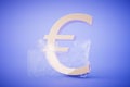 Frozen euro exchange rate. euro frozen in an ice cube on a blue background. 3D render Royalty Free Stock Photo