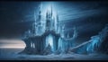 Frozen Fairytale: Whimsical Ice Castle, Starlit Splendor, and Enchanting Reindeer Sleigh Glide Royalty Free Stock Photo