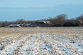 Frozen farmland in rural dutch landscape. Royalty Free Stock Photo