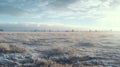 Frosty Sunrise Over Desolate Grass Field: Cinestill 50d Inspired Uhd Image