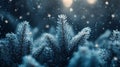 Frozen Fir Branches in a Winter Night Scene Royalty Free Stock Photo