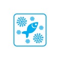 Frozen fish or seafood symbol with Snow flakes