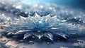 frozen flower snowflake on ice surface. 3d render Royalty Free Stock Photo