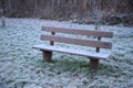 park bench with frozen fog Royalty Free Stock Photo