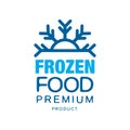 Frozen food premium product, label for freezing with snowflake vector Illustration