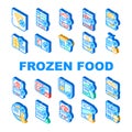 Frozen Food Storage Packaging Icons Set Vector