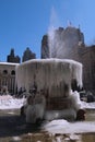 Frozen fountain in Bryant Park, Midtown Manhattan Royalty Free Stock Photo