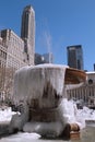 Frozen fountain in Bryant Park, Midtown Manhattan Royalty Free Stock Photo