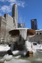 Frozen fountain in Bryant Park, Midtown Manhattan Royalty Free Stock Photo