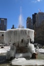 Frozen fountain in Bryant Park, Midtown Manhattan Royalty Free Stock Photo