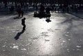 Frozen fountain children play silhouette