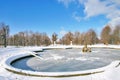 Frozen fountain in the park of Schoenbrunn in Vienna Royalty Free Stock Photo