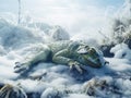 Frozen Frog in its Winter habitat Royalty Free Stock Photo