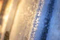 frozen frost on the metal elements of the garage door and lock in extreme cold, the front and rear background is blurred with the Royalty Free Stock Photo