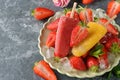 Frozen fruit ice with strawberries Royalty Free Stock Photo