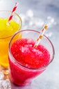 Frozen Fruit Slush Granitas with Drinking Straws Royalty Free Stock Photo