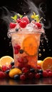 Frozen fruit slushies in a plastic cup Royalty Free Stock Photo