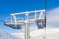 frozen funicular support poles. ski lift technology, ski resort, mountain resort. Royalty Free Stock Photo
