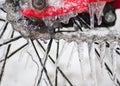 Frozen gears on a bicycle Royalty Free Stock Photo