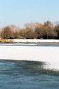 Frozen Goldsworth Park Lake in Woking, Surrey, UK Royalty Free Stock Photo