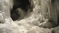 Frozen Gorilla Encounter: A Captivating Scene Of Ice And Mystery