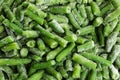 Frozen green beans as background. Vegetable preservation