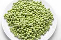 Frozen green peas on a plate Royalty Free Stock Photo