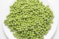 Frozen green peas on a plate Royalty Free Stock Photo