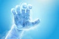 Frozen hand stretching in the air Royalty Free Stock Photo