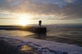 Frozen harbor light Royalty Free Stock Photo