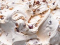 Frozen Hazelnut flavour gelato - full frame detail. Close up of a white creamy surface texture of Ice cream