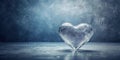 A frozen heart rests on a cold, dark surface with water droplets. Generative AI Royalty Free Stock Photo
