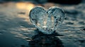 Frozen Heart Shaped Ice On Dark Water Surface Royalty Free Stock Photo